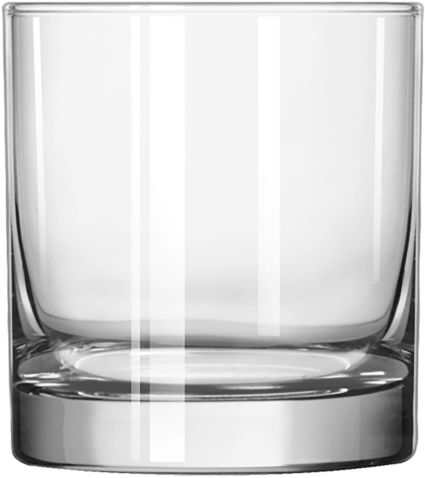 Front view of a clear Libbey 917CD heavy-base rocks glass