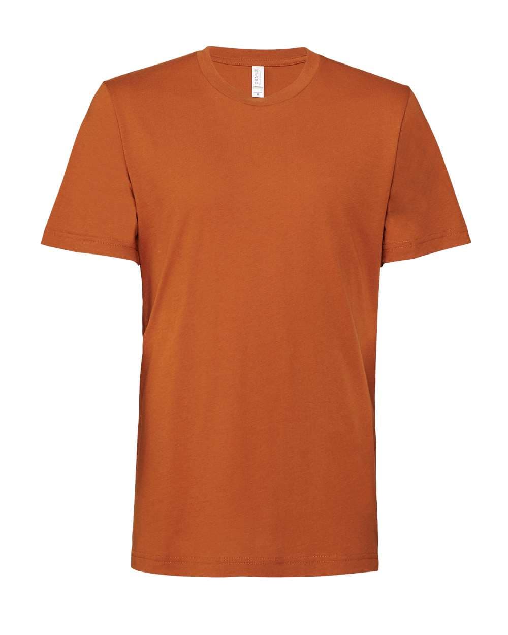 Front view of an autumn Bella+Canvas 3001 jersey T-shirt