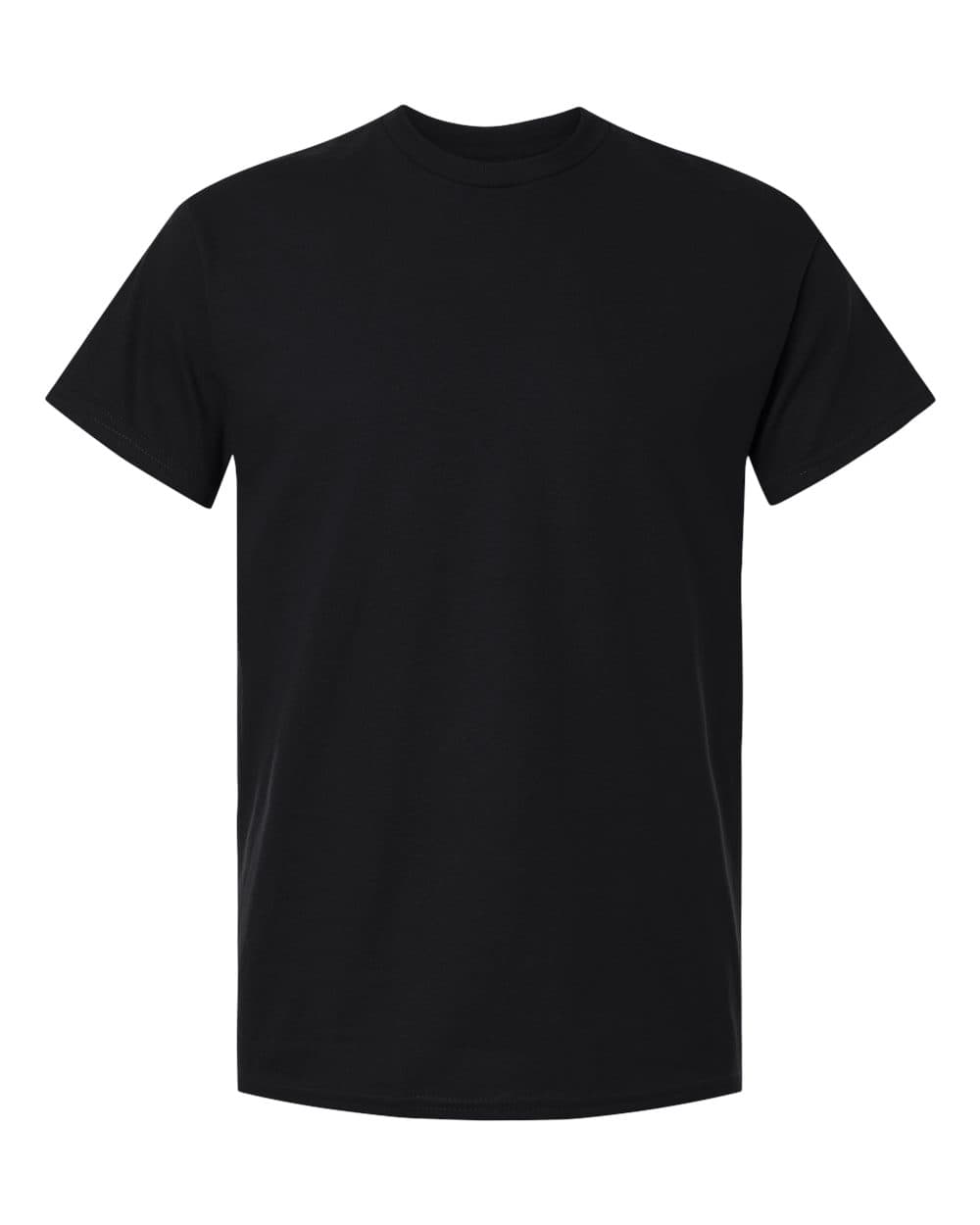Front view of a black Gildan 5000 Heavy Cotton T-shirt
